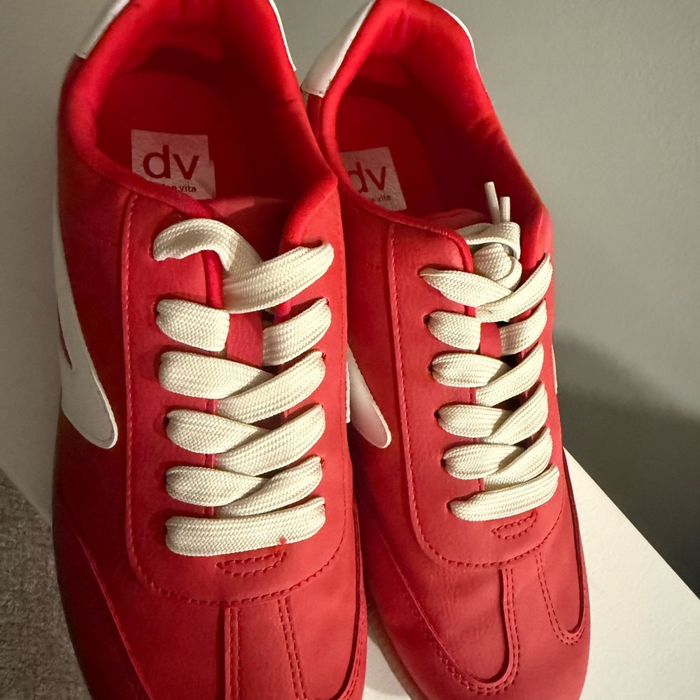 Dolce Vita Red and White Casual Sneakers - Picture 2 of 5